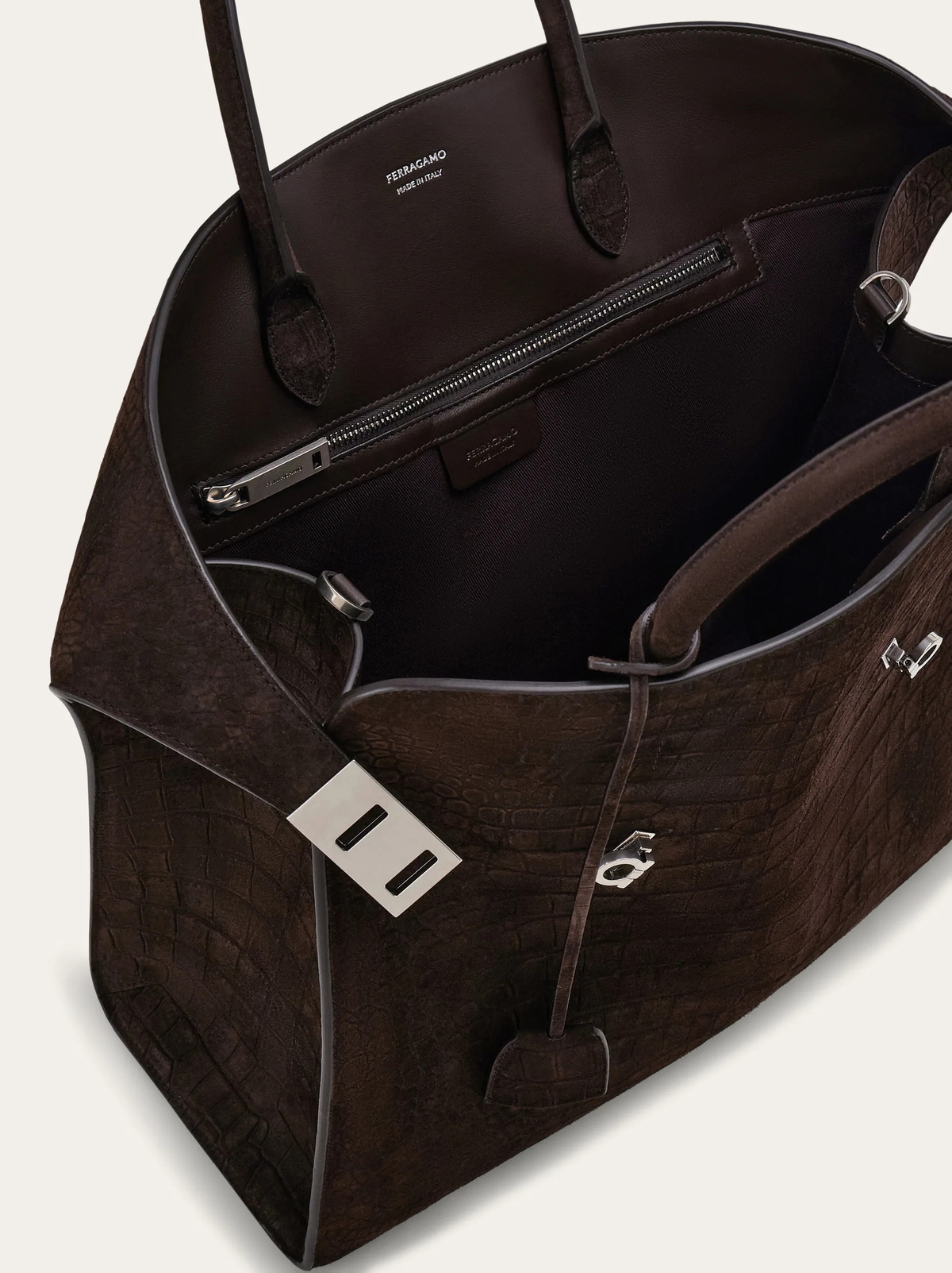 Ferragamo Mens Hug tote bag in Brown