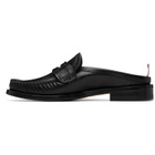 Thom Browne Black Calf Leather Sole Pleated Varsity Slip-on Loafers