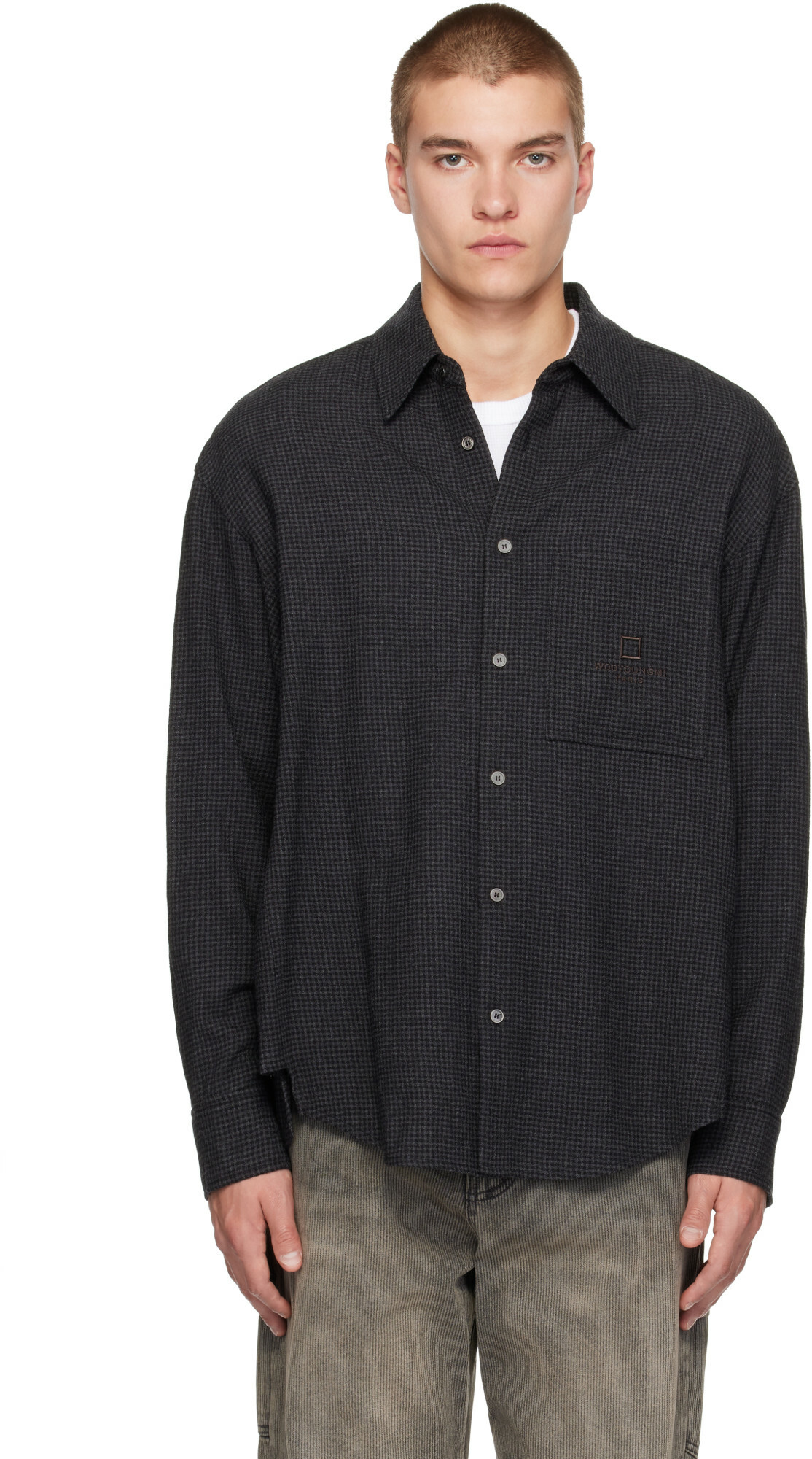 WOOYOUNGMI Gray Small Check Shirt