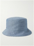Loro Piana - Reversible Logo-Embroidered Cotton-Chambray and Linen Bucket Hat - Blue
