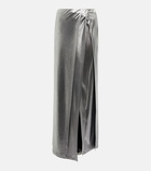 Loewe - Draped laminated jersey high-rise maxi skirt