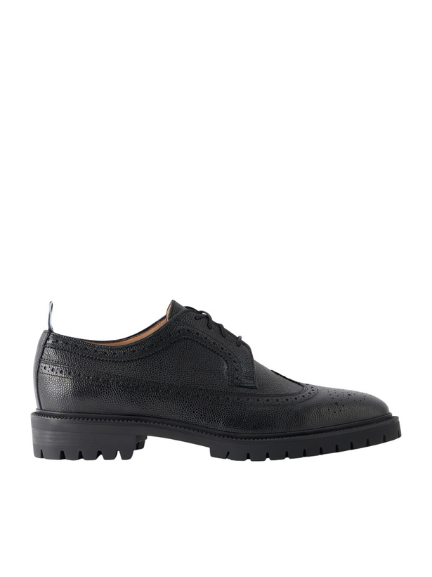 Photo: Thom Browne - Longwing Pebble-Grain Leather Brogues - Black