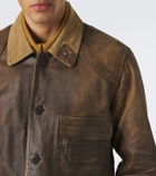 RRL Corduroy-trimmed leather jacket
