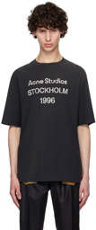Acne Studios Black Printed Logo T-Shirt