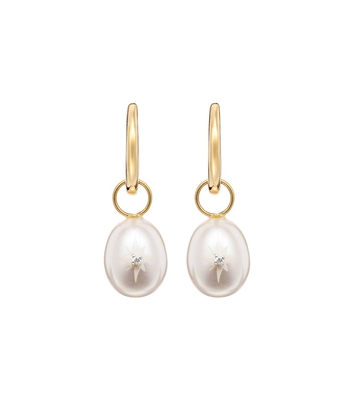 Photo: Mateo 14kt gold drop earrings with pearls and diamonds