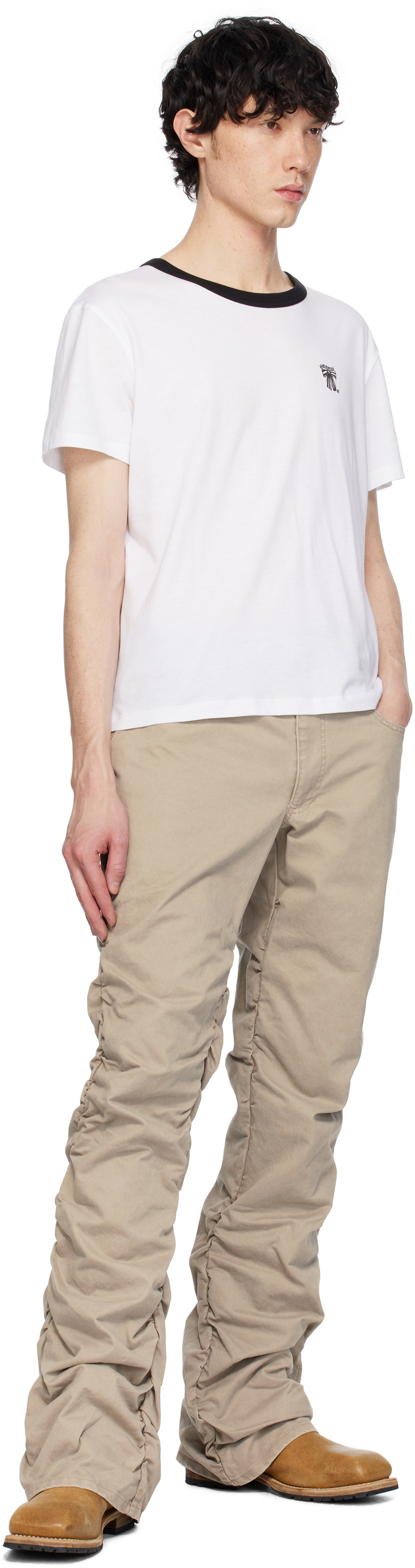 MISBHV Beige Cotton Twill Stacked Trousers