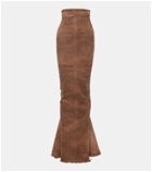 Rick Owens Dirt Pillar coated denim maxi skirt