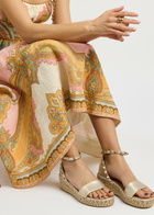 Valentino Rockstud 50 Metallic Leather Wedge Espadrilles Gold