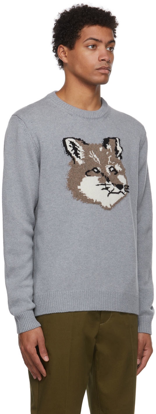 Maison Kitsuné Grey Big Fox Head Sweater Maison Kitsune