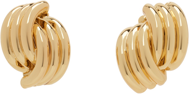 Photo: ANINE BING Gold Crossover Ribbed Earrings