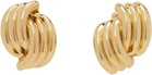 ANINE BING Gold Crossover Ribbed Earrings