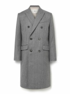 AMI PARIS - Double-Breasted Herringbone Virgin Wool-Blend Coat - Neutrals
