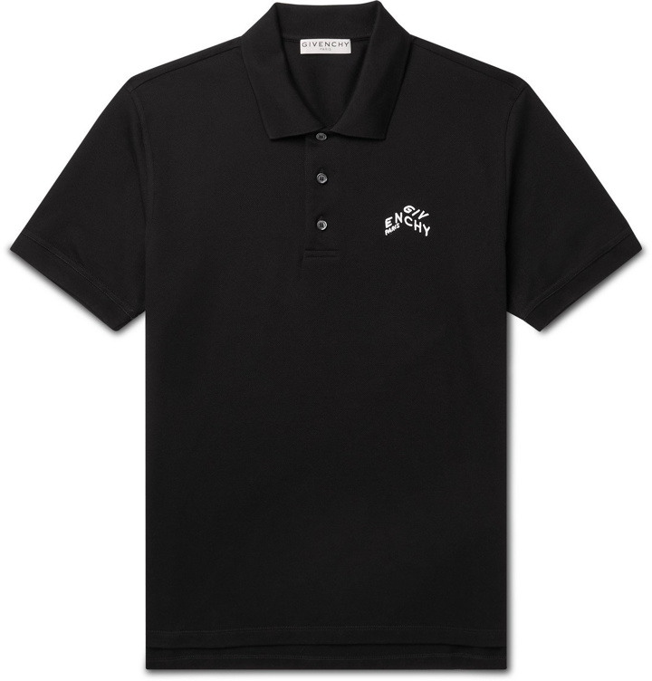 Photo: GIVENCHY - Logo-Embroidered Cotton-Piqué Polo Shirt - Black