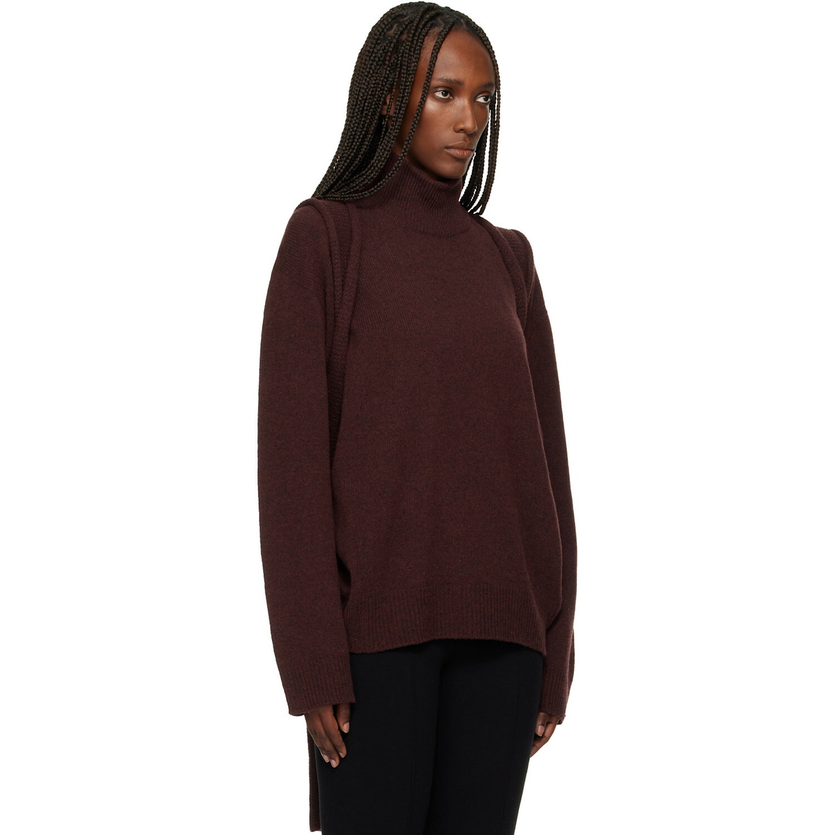 ISSEY MIYAKE Brown Backpack Knit Turtleneck