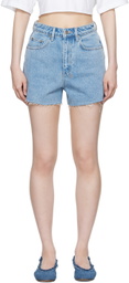 Ksubi Blue Rise N Hi Torn Up Denim Shorts