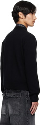 We11done Black Pocket Logo Knit Cardigan