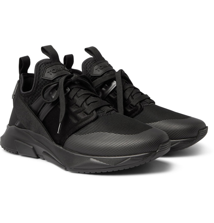 Photo: TOM FORD - Jago Neoprene, Mesh and Nylon Sneakers - Black