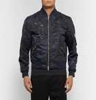 Valentino - Slim-Fit Shell-Jacquard Bomber Jacket - Men - Navy