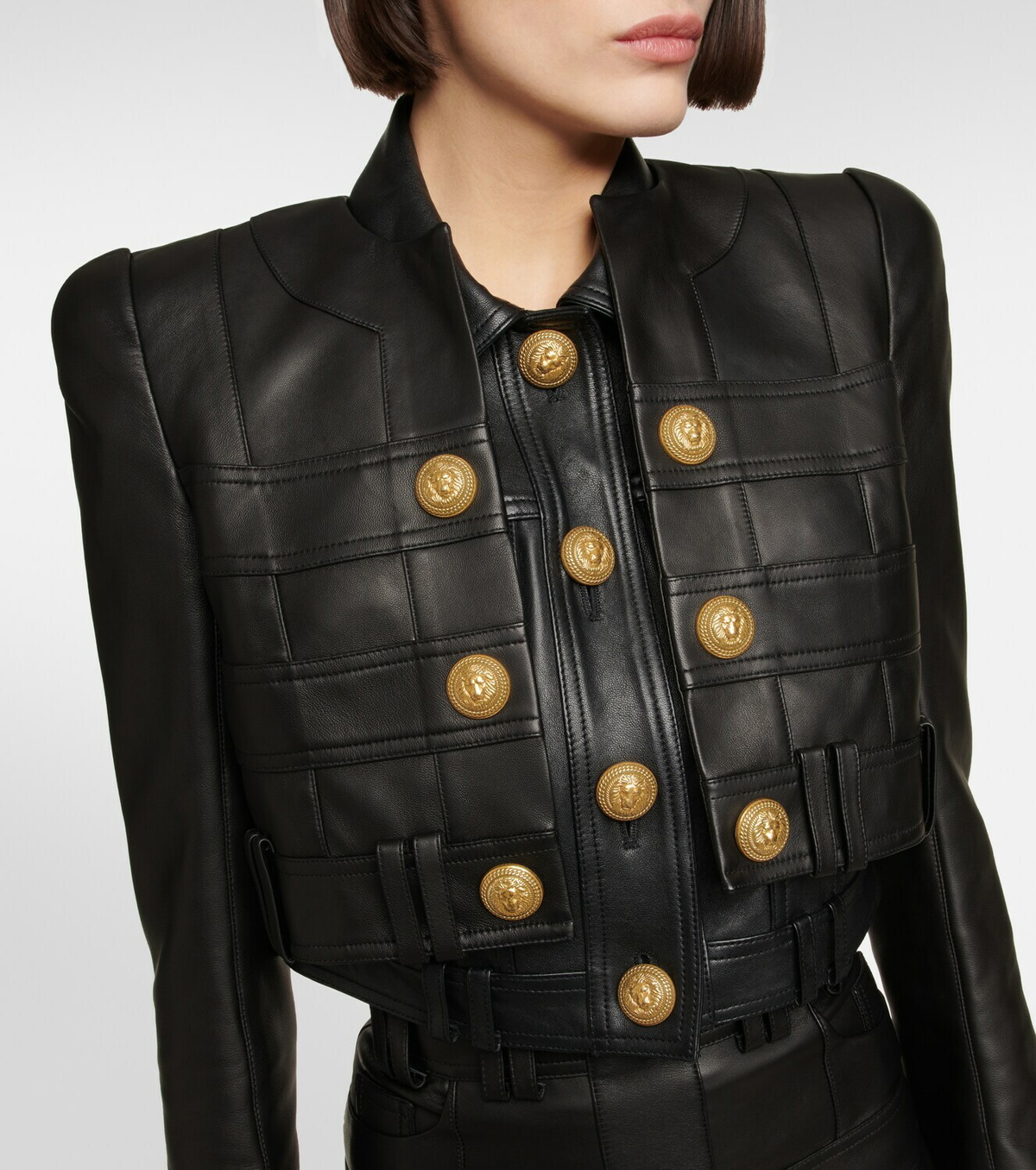 Balmain - Cropped leather jacket Balmain