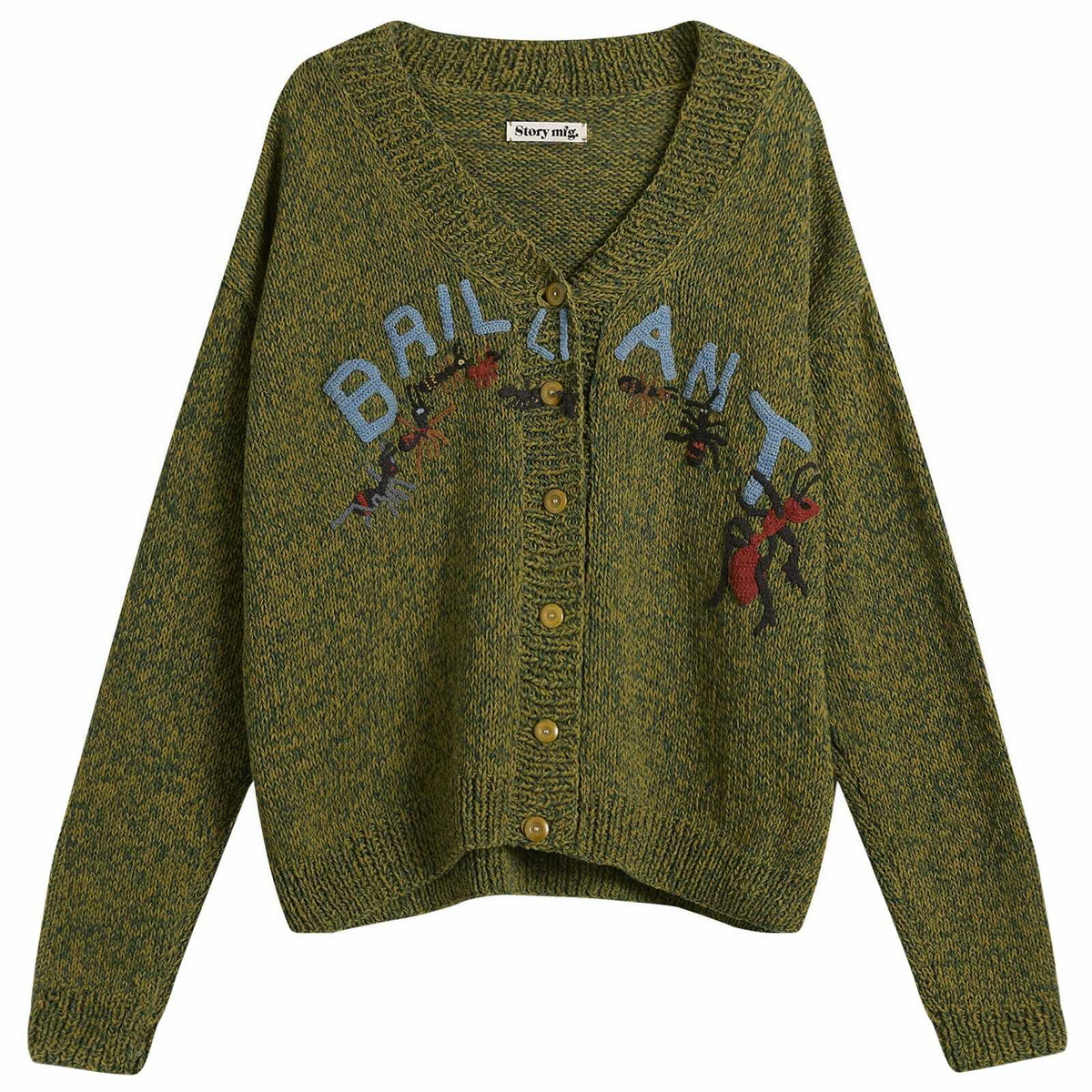 Story mfg. Men's Earth Rocks Twinsun Cardigan in Green Earth Rocks