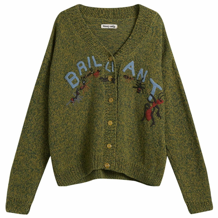 Photo: Story mfg. Men's Hand Knit Bulb Cardigan in Brill-I-Ant