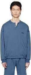 ZEGNA Blue Placket Sweatshirt