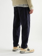 Folk - Assembly Tapered Pleated Cotton-Moleskin Trousers - Blue