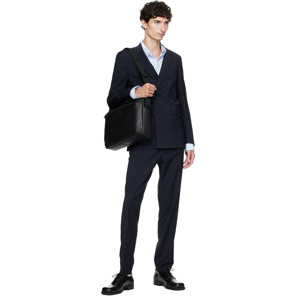 BOSS Navy Double-Breasted Blazer