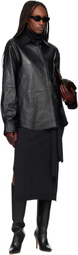 TONYWACK Black Leather Hidden Button Shirt