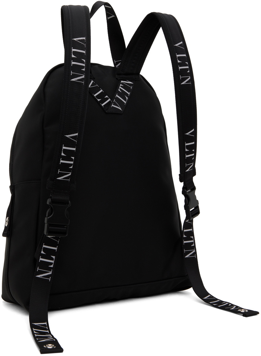 VALENTINO VLTN logo backpack in nylon, black, for men Valentino Black Nylon And Leather VLTN Backpack Valentino  main image 2