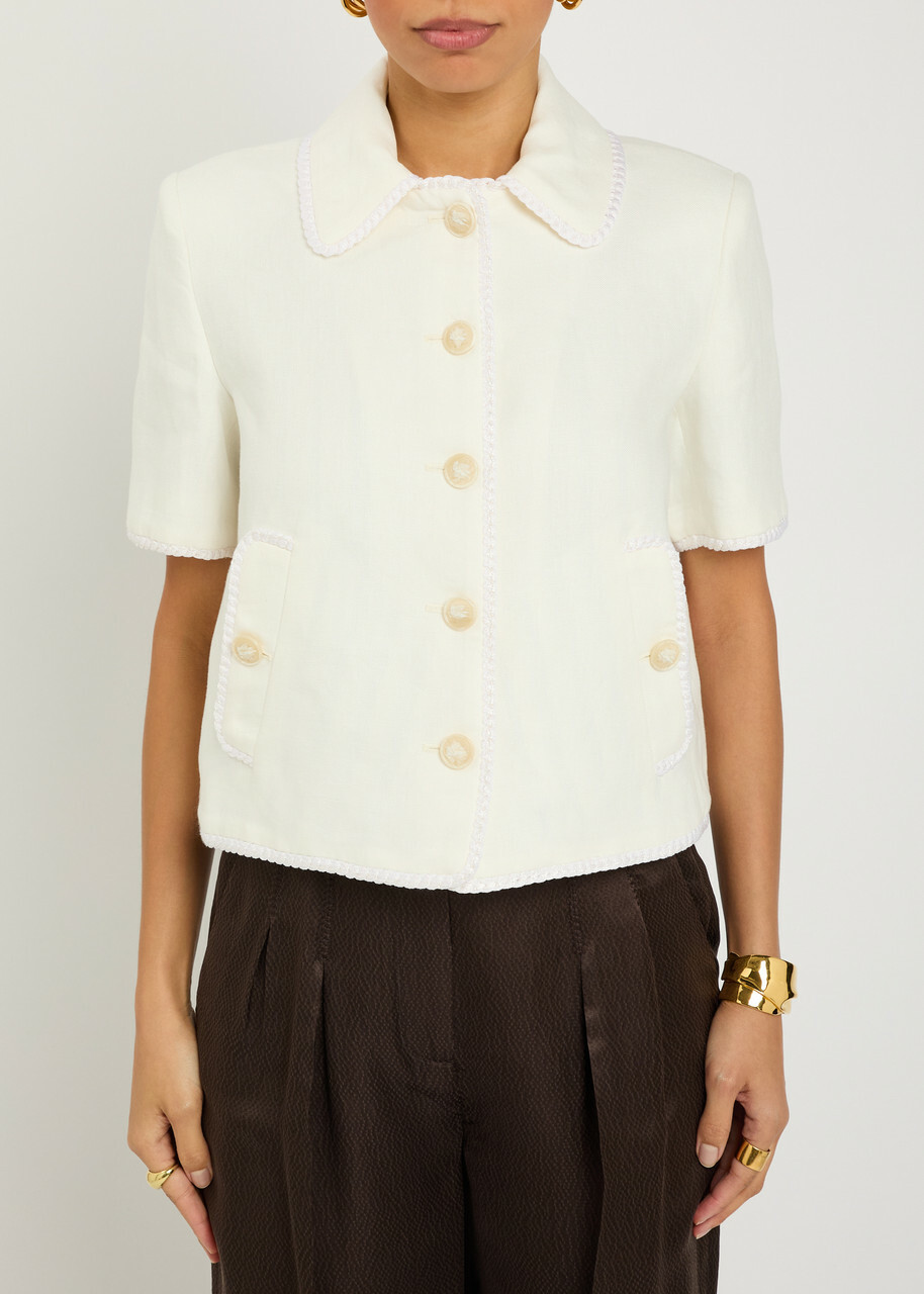 Etro Embroidered Linen Jacket Ivory