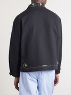 BODE - Lucky Draw Embroidered Cotton-Twill Blouson Jacket - Black