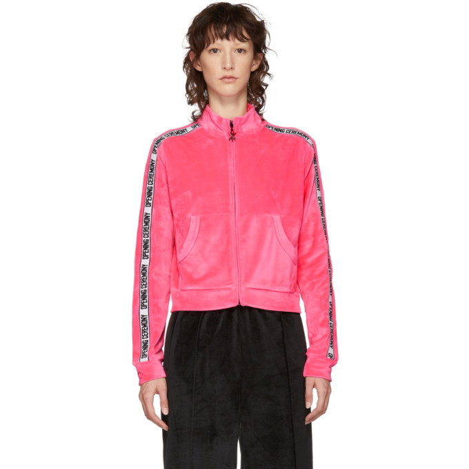 Photo: Opening Ceremony Pink Velour Track Zip-Up Jacket