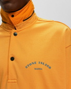 Stone Island Hoodie Cotton / Nylon Terry Fleece, Stone Island Marina Orange - Mens - Half Zips|Hoodies