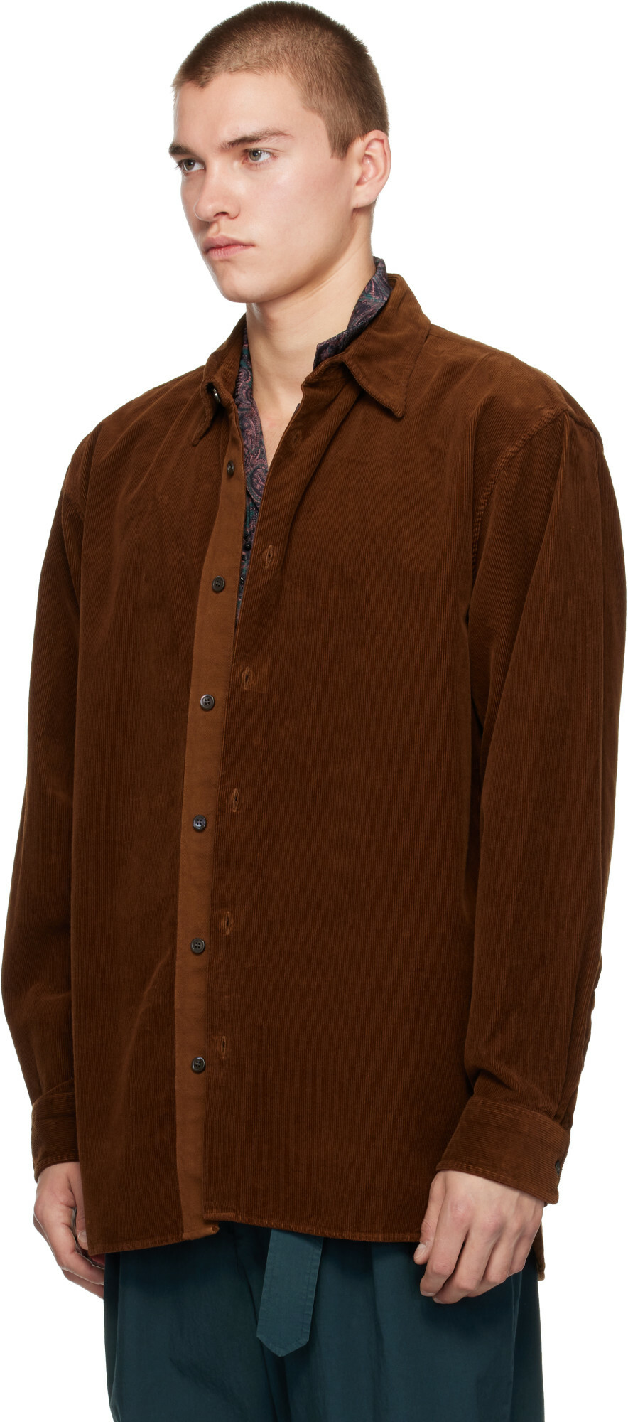 Dries Van Noten Brown Corduroy Shirt