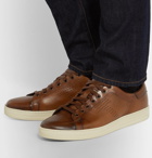 TOM FORD - Warwick Burnished-Leather Sneakers - Brown