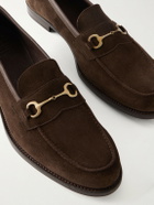Edward Green - Putney Horsebit-Embellished Suede Loafers - Brown