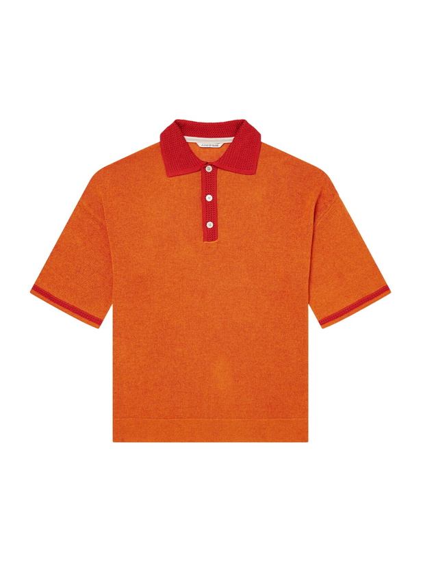 Photo: A Kind Of Guise - Open-Knit Organic Cotton and Linen-Blend Polo Shirt - Orange