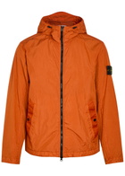 Stone Island Hooded Crinkled Nylon Jacket Orange