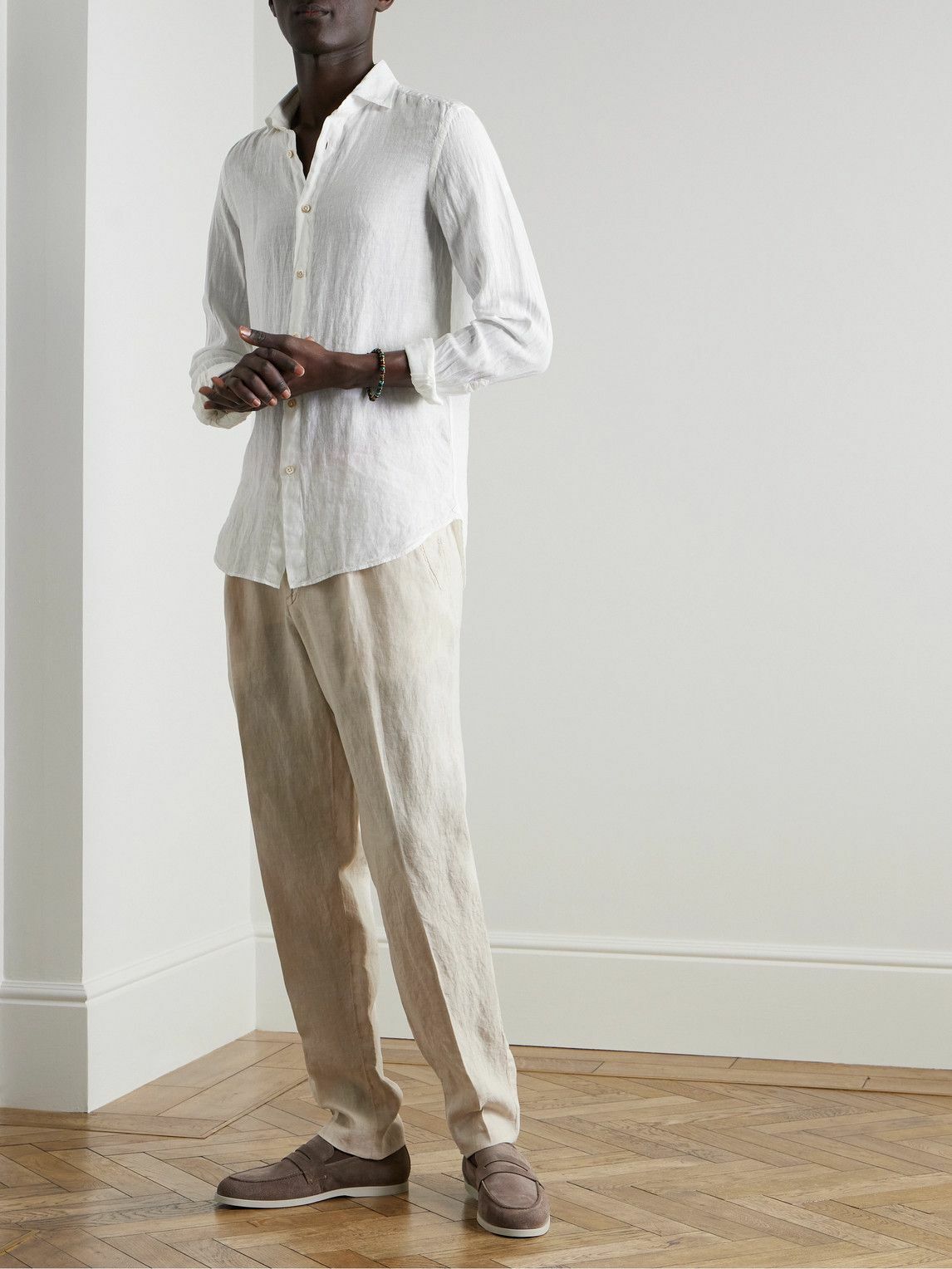 Boglioli - Straight-Leg Pleated Linen Trousers - Neutrals