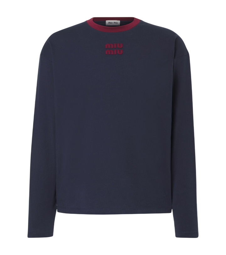 Photo: Miu Miu Logo cotton jersey T-shirt