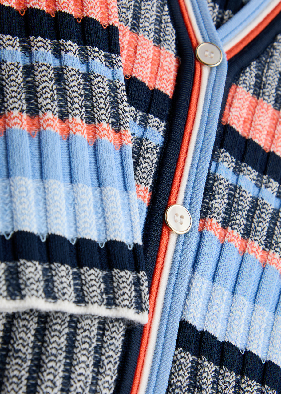 Veronica Beard Calliope Striped Ribbed-knit Cardigan Grey Veronica Beard Calliope Striped Ribbed-knit Cardigan Grey