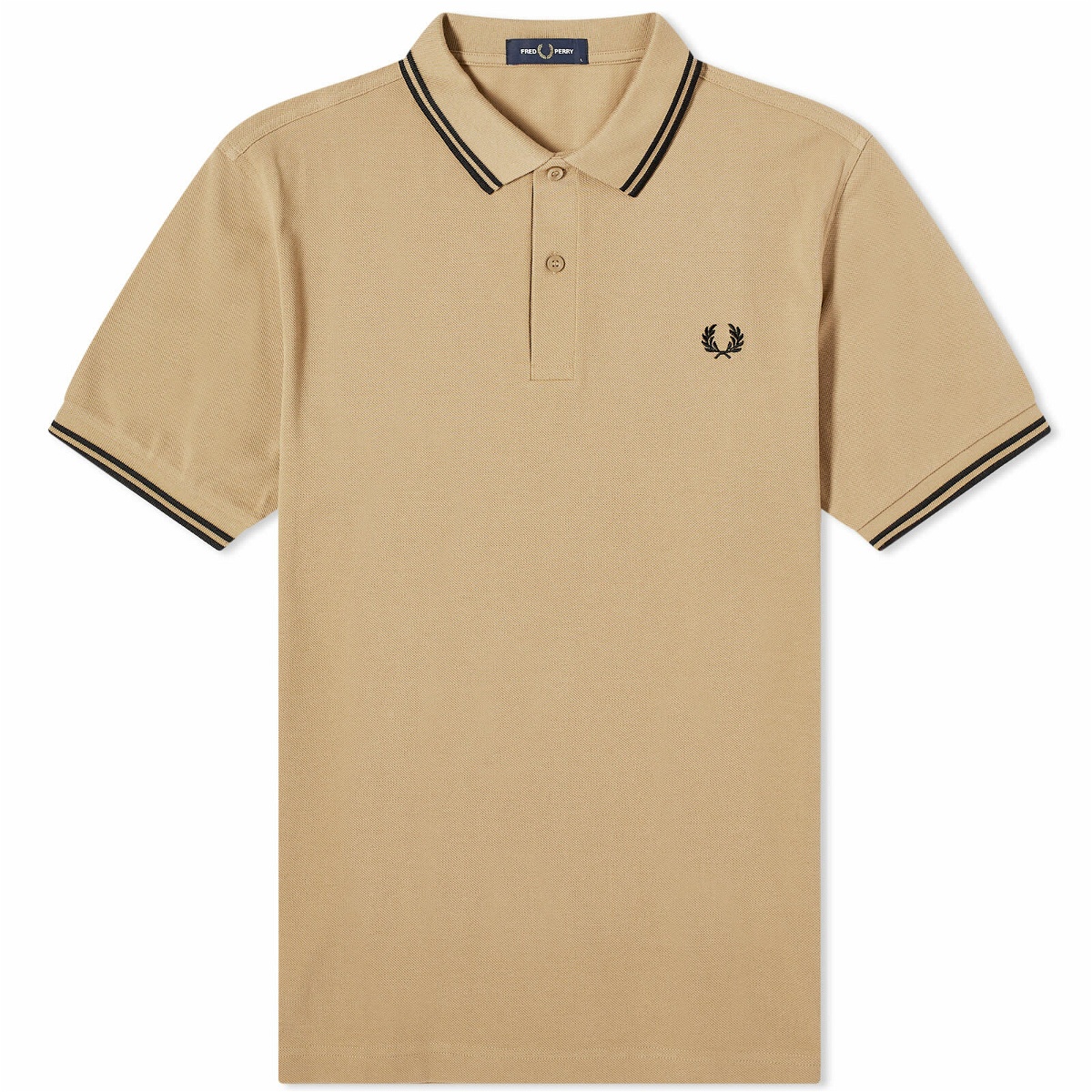 Photo: Fred Perry Men's Twin Tipped Polo Shirt in Warm Stone/Black