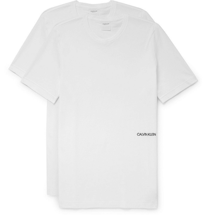 Photo: Calvin Klein Underwear - Two-Pack Logo-Embroidered Cotton-Jersey T-Shirts - White