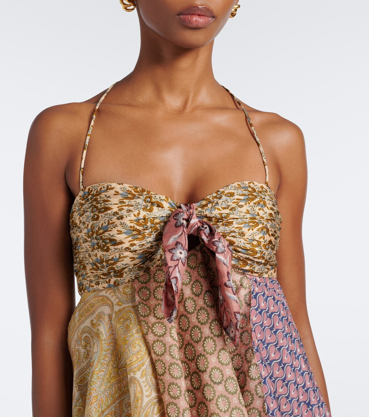 Zimmermann Fairlight patchwork silk midi dress