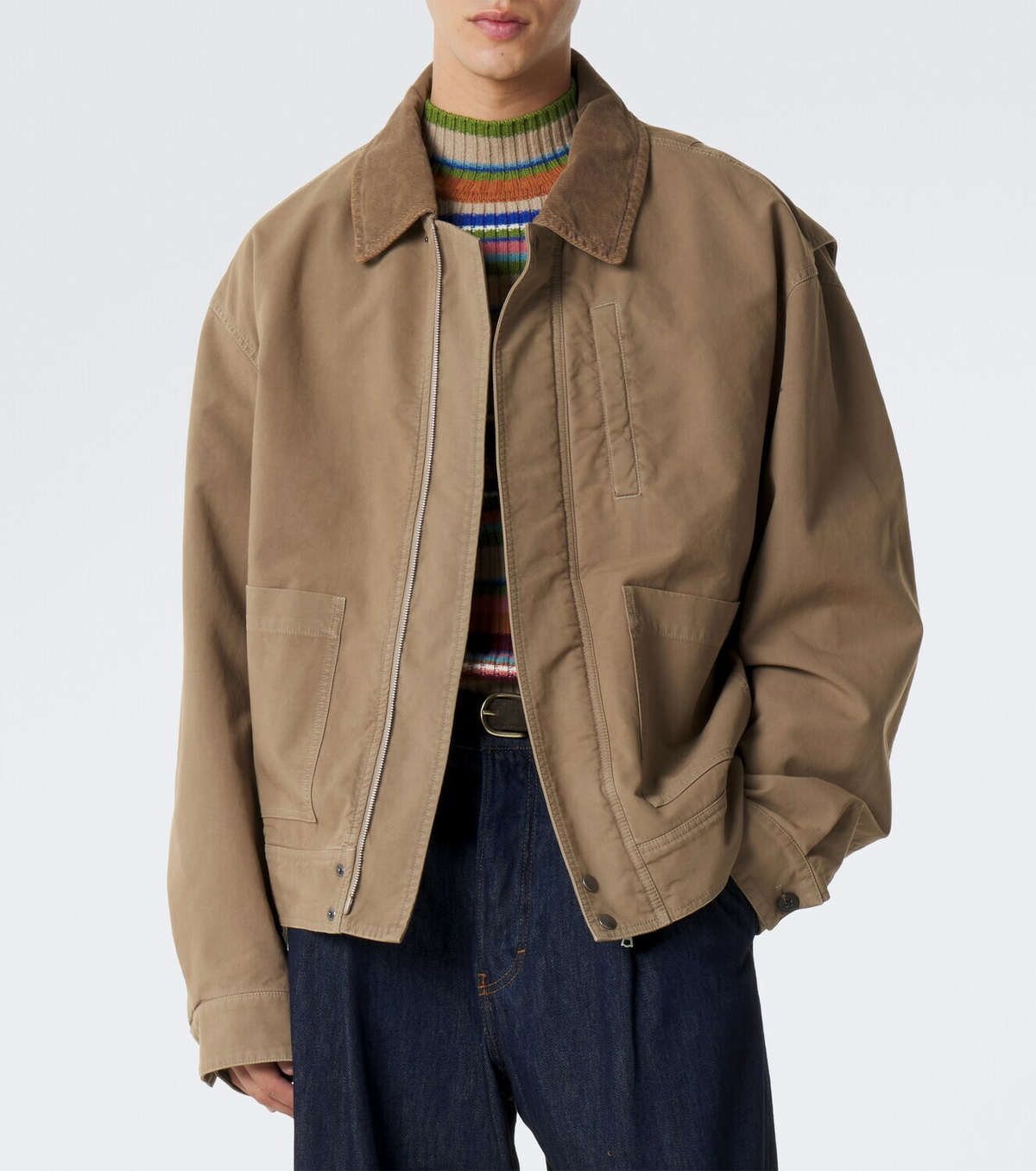 Dries Van Noten Corduroy-trimmed cotton field jacket
