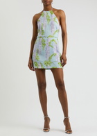Bernadette Delilah Floral-print Linen Mini Dress Blue
