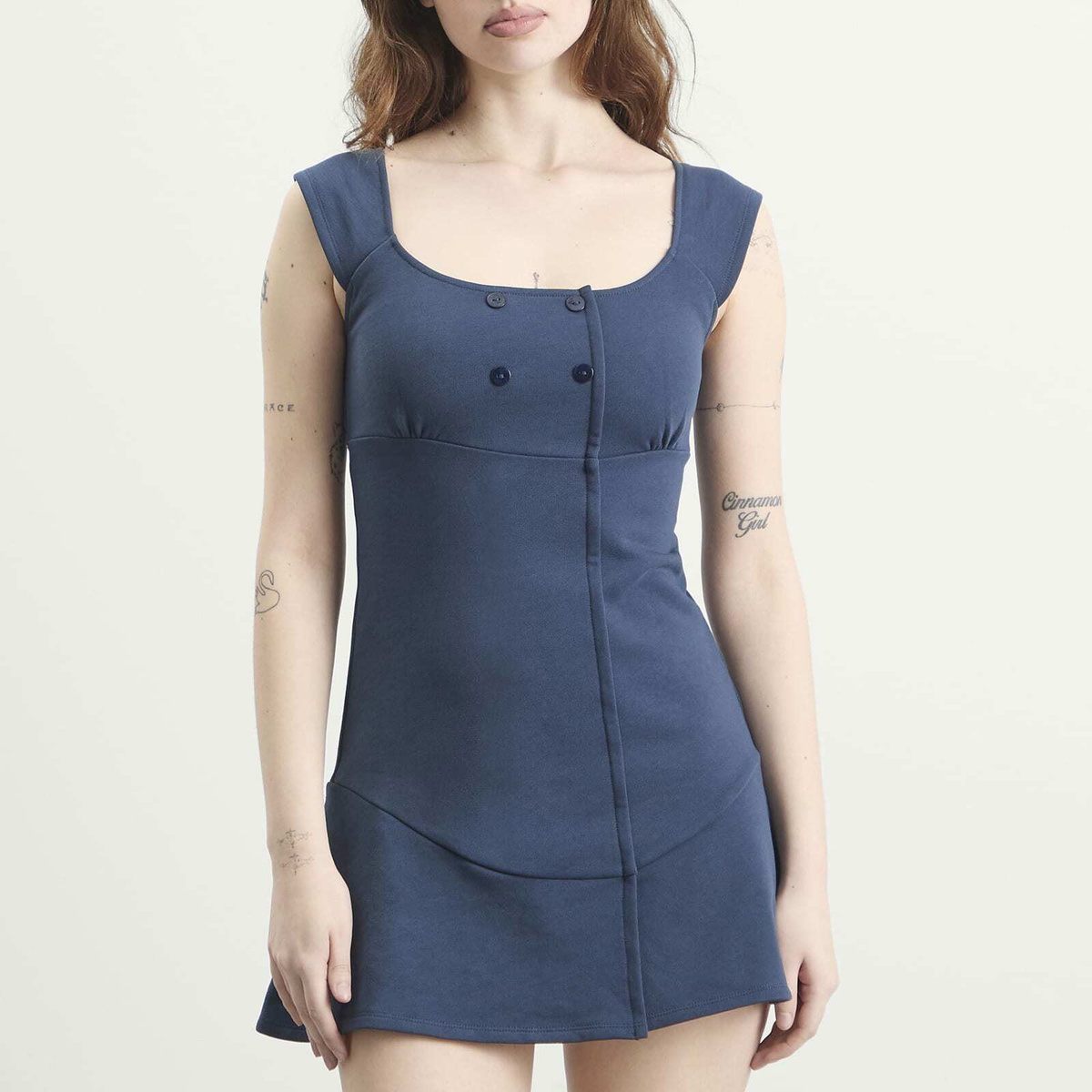 Peachy Den Women's Joni Button Dress in Navy