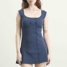 Peachy Den Women's Joni Button Dress in Navy