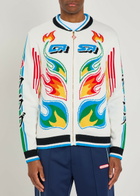 Casablanca Flame Laurel Embroidered Cotton-knit Cardigan Multicoloured 1